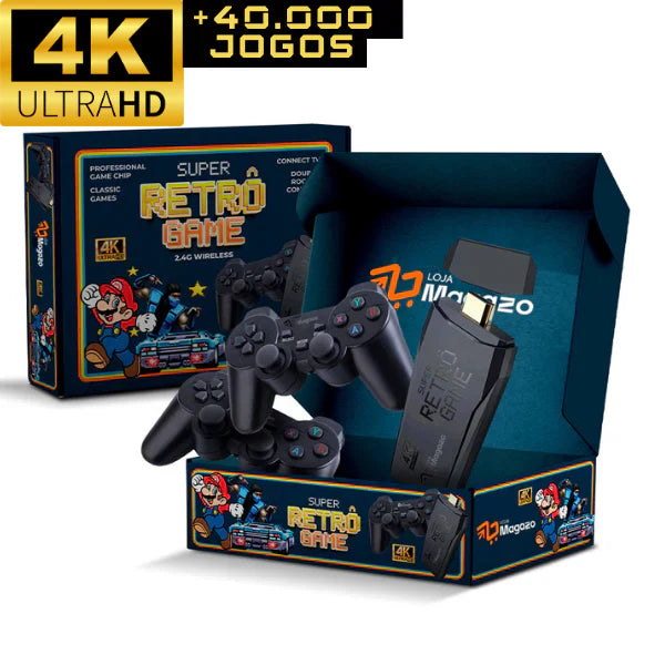 Super Retrô Game™ 4K HD 40.000 Jogos + (2 Controles de Brinde)